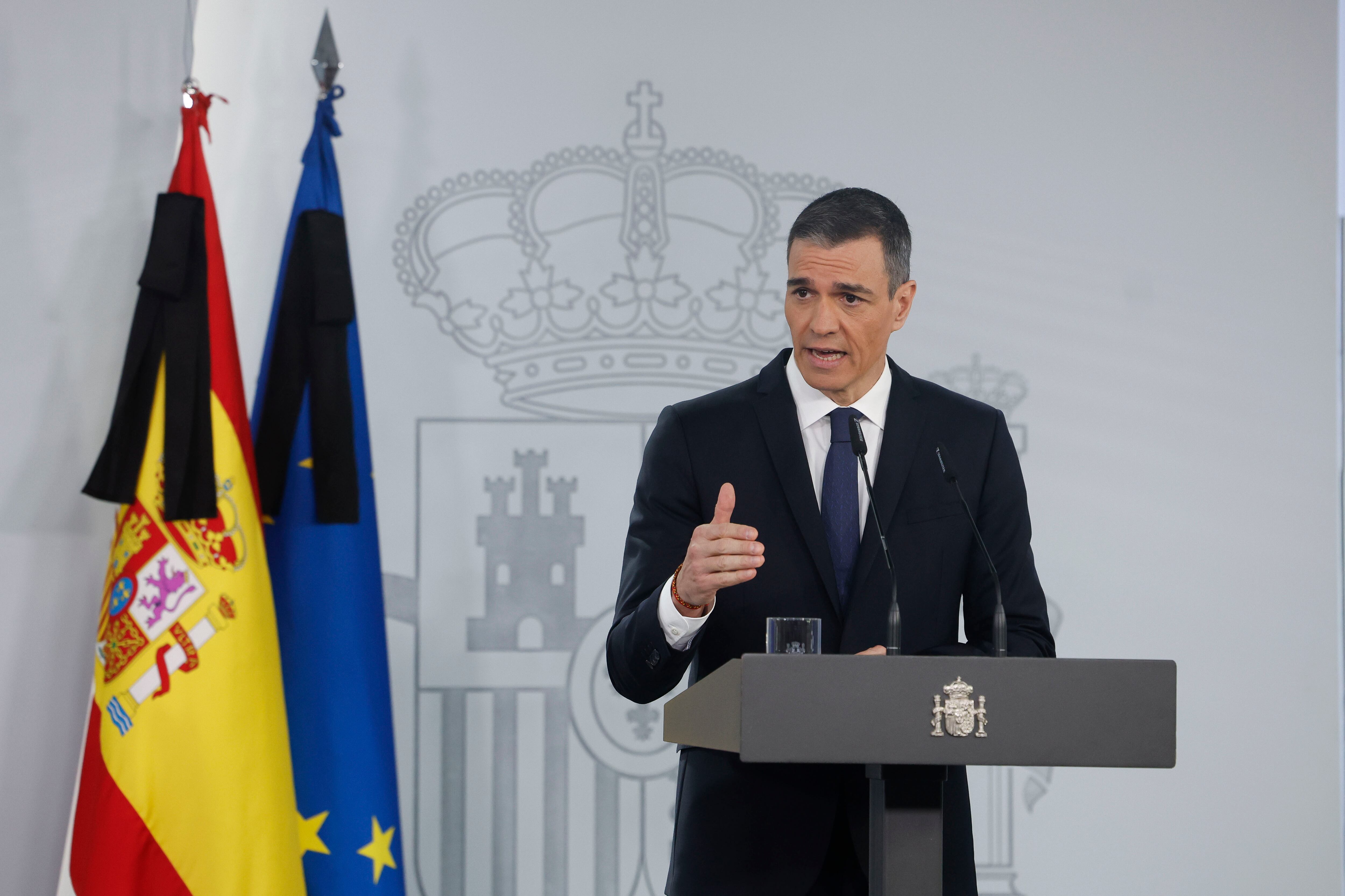 El presidente del Gobierno, Pedro Sánchez, durante su comparecencia tras el Consejo de Ministros de este martes.