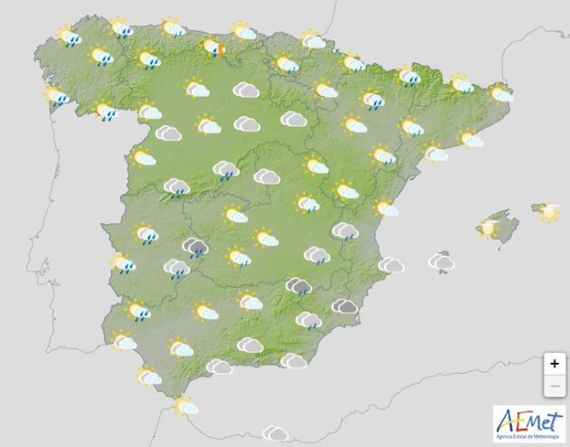 El mapa del tiempo para el lunes.