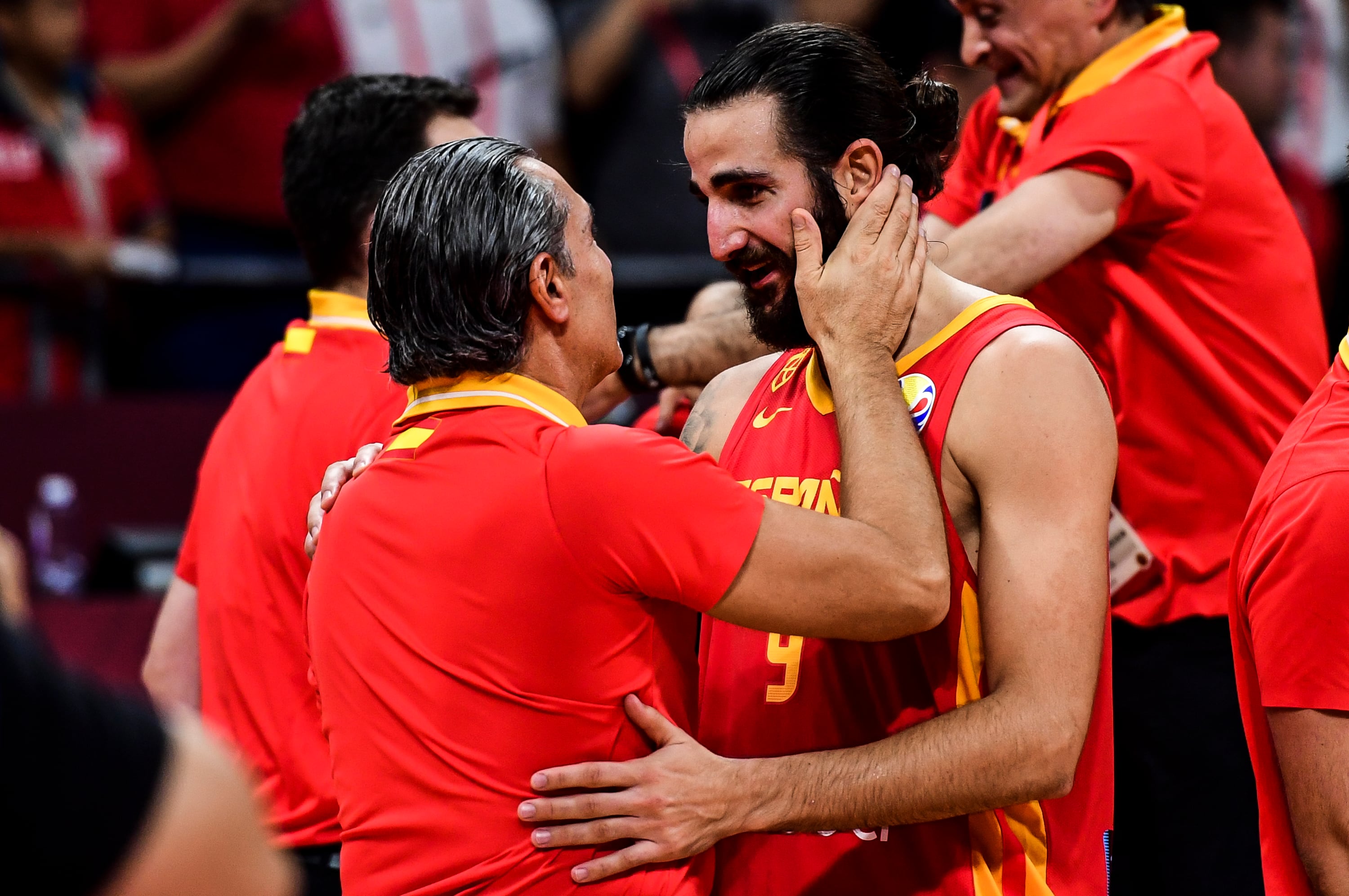 Scariolo y Ricky Rubio, durante la final del Mundial 2019