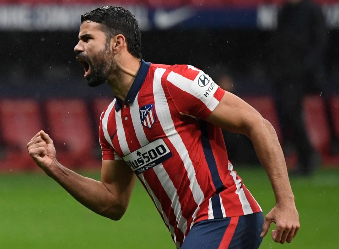 Diego Costa celebrando un gol con el Atlético de Madrid