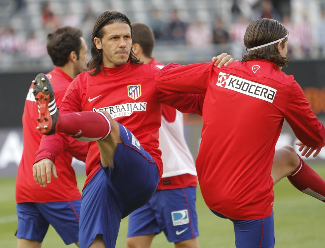 Martín Demichelis ejercitándose con el Atlético de Madrid