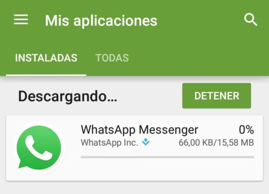 Actualización de WhatsApp en Android vía ‘Play Store’