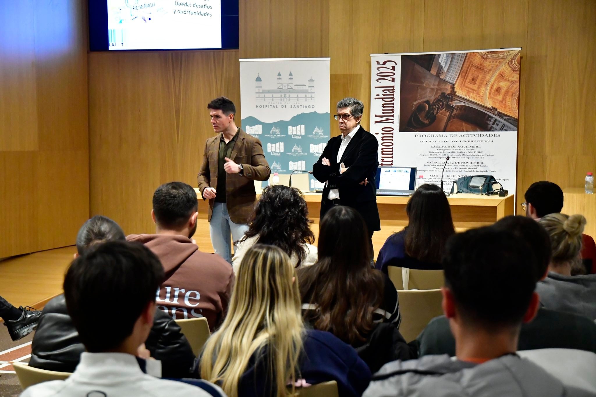 José Miguel Gámez y Juan Ignacio Pulido en un acto de las Jornadas de Patrimonio de Úbeda