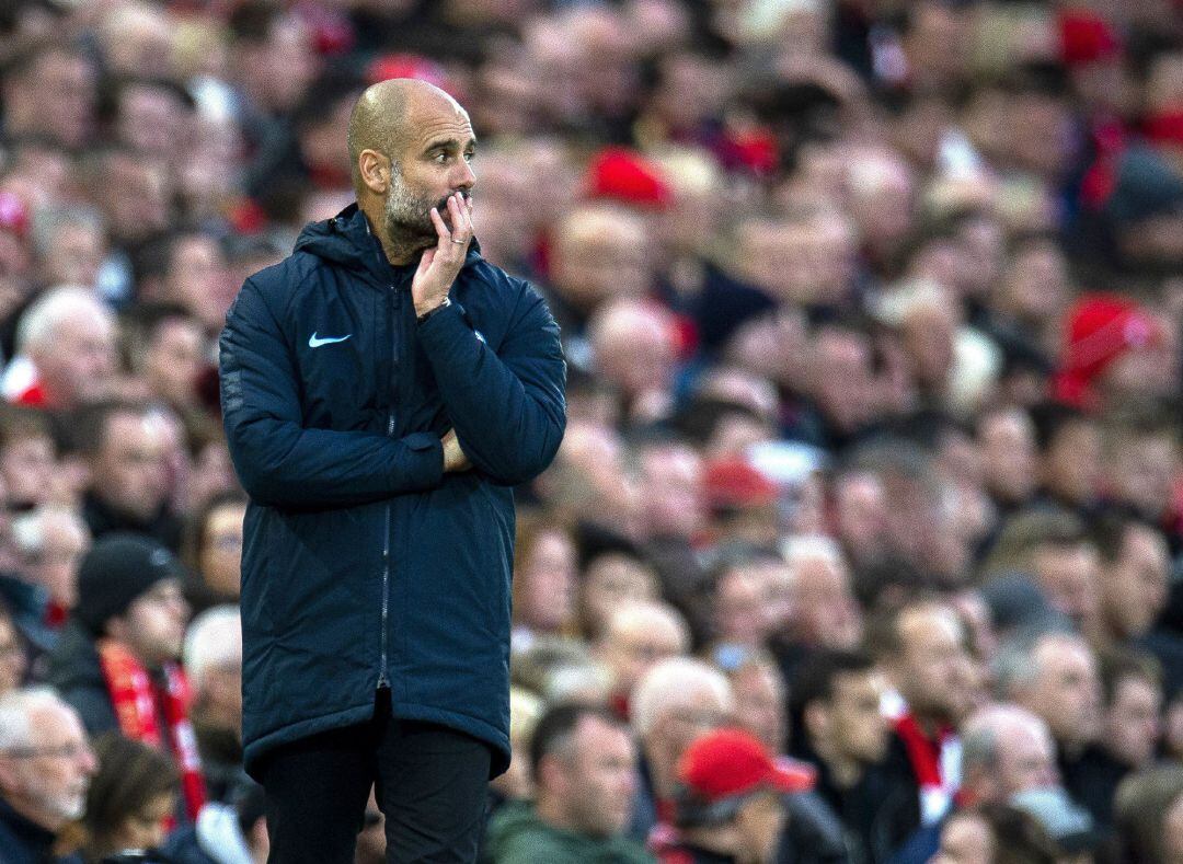 Guardiola, durante un partido con el City