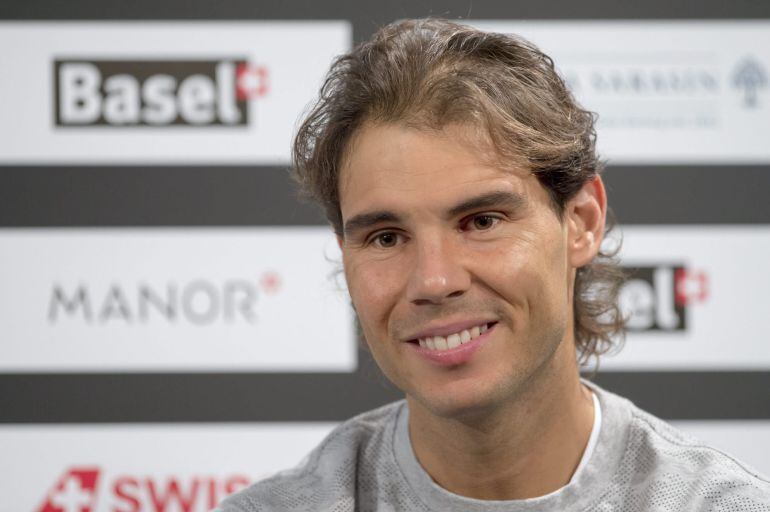 GK033. Basel (Schweiz), 24/10/2015.- Spain's Rafael Nadal speaks during a press conference at the Swiss Indoors tennis tournament in the St. Jakobshalle in Basel, Switzerland, 24 October 2015. (Tenis, Suiza, Basilea) EFE/EPA/GEORGIOS KEFALAS