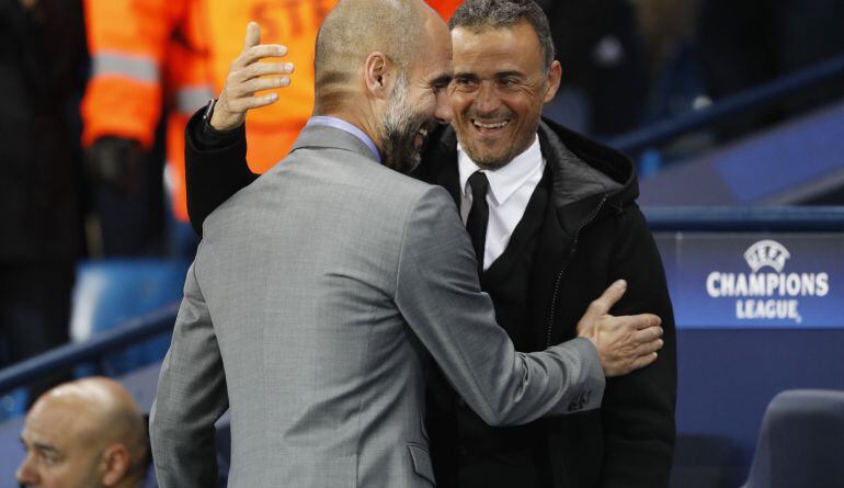 Guardiola y Luis Enrique, en el City - Barcelona de la Champions.