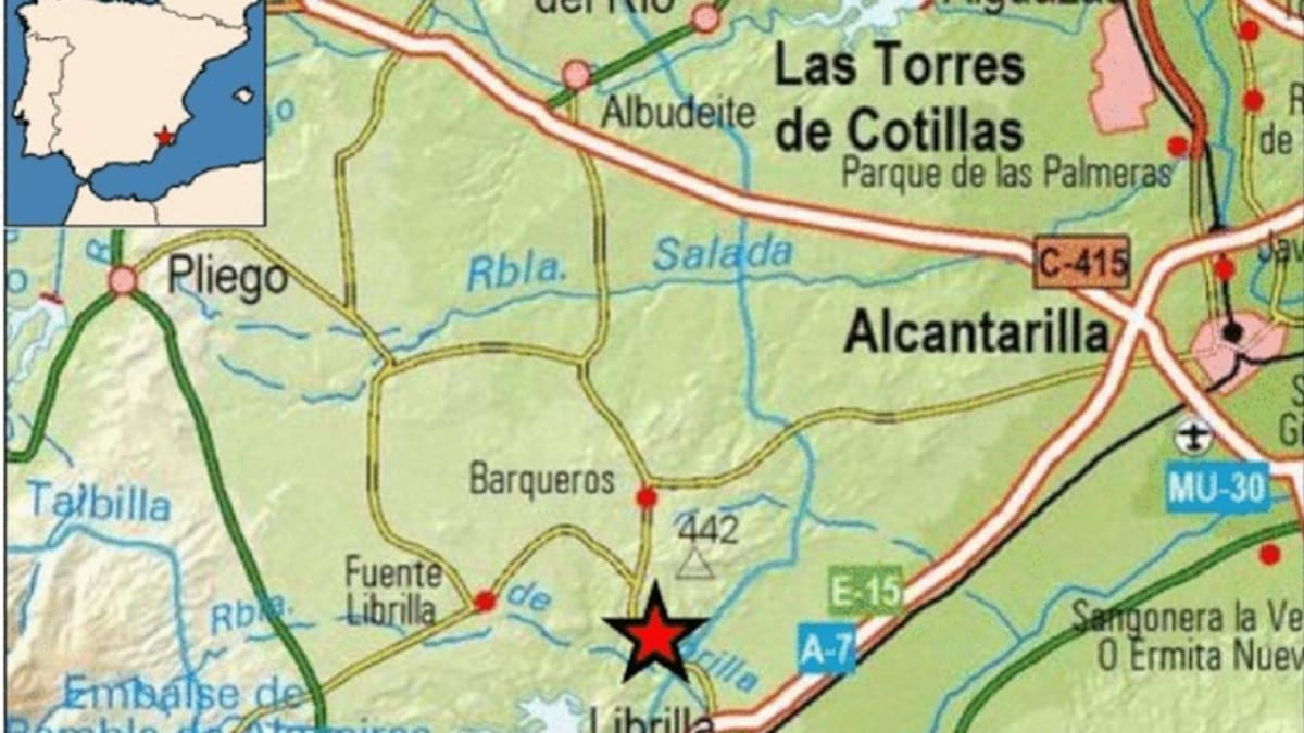 Se registra un seísmo de magnitud 2 con epicentro en Librilla