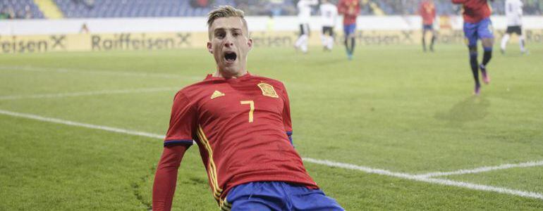 Deulofeu celebra su tanto ante Austria