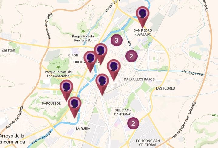 Mapa elaborado por el equipo de investigación de Histwomery