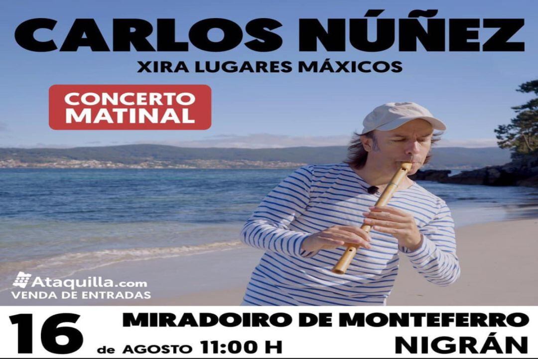 Cartel del concierto de Carlos Núñez en Monteferro