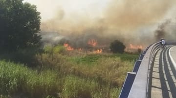 El fuego, declarado en el río Albaida, ha obligado a desplegar medios del Consorcio Provincial de Bomberos y de la Generalitat Valenciana