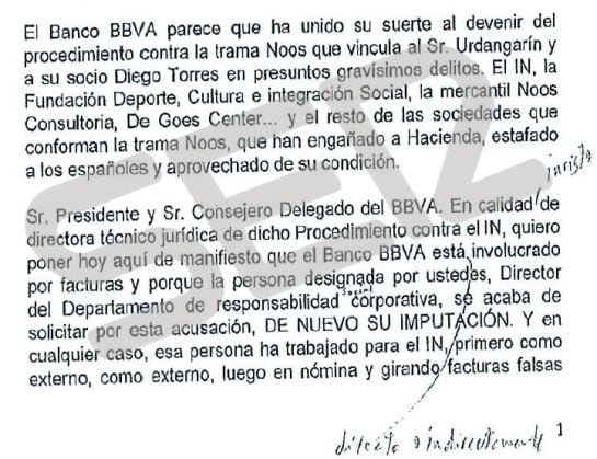 Las acusaciones de López Negrete al BBVA, recogidas en el acta de la junta