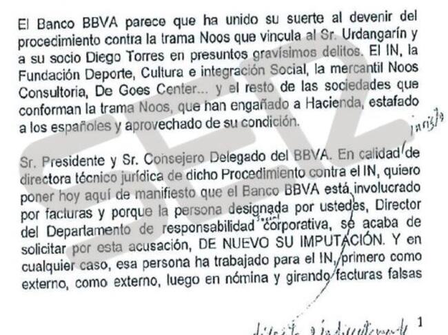 Las acusaciones de López Negrete al BBVA, recogidas en el acta de la junta