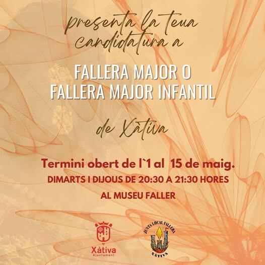 Anuncio de la apertura del proceso de elección de las Falleras Mayores de Xàtiva