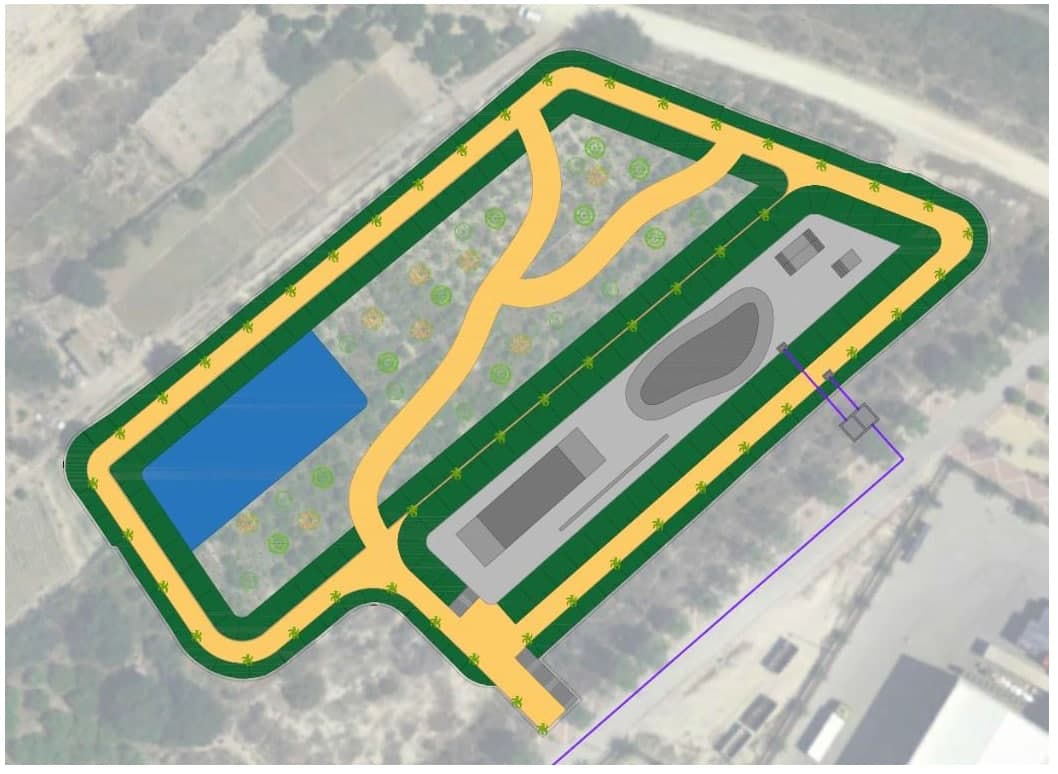 Imagen del proyecto de construcción de un pantano de almacenamiento de aguas residuales en el entorno del BIC de la Rueda de Alcantarilla