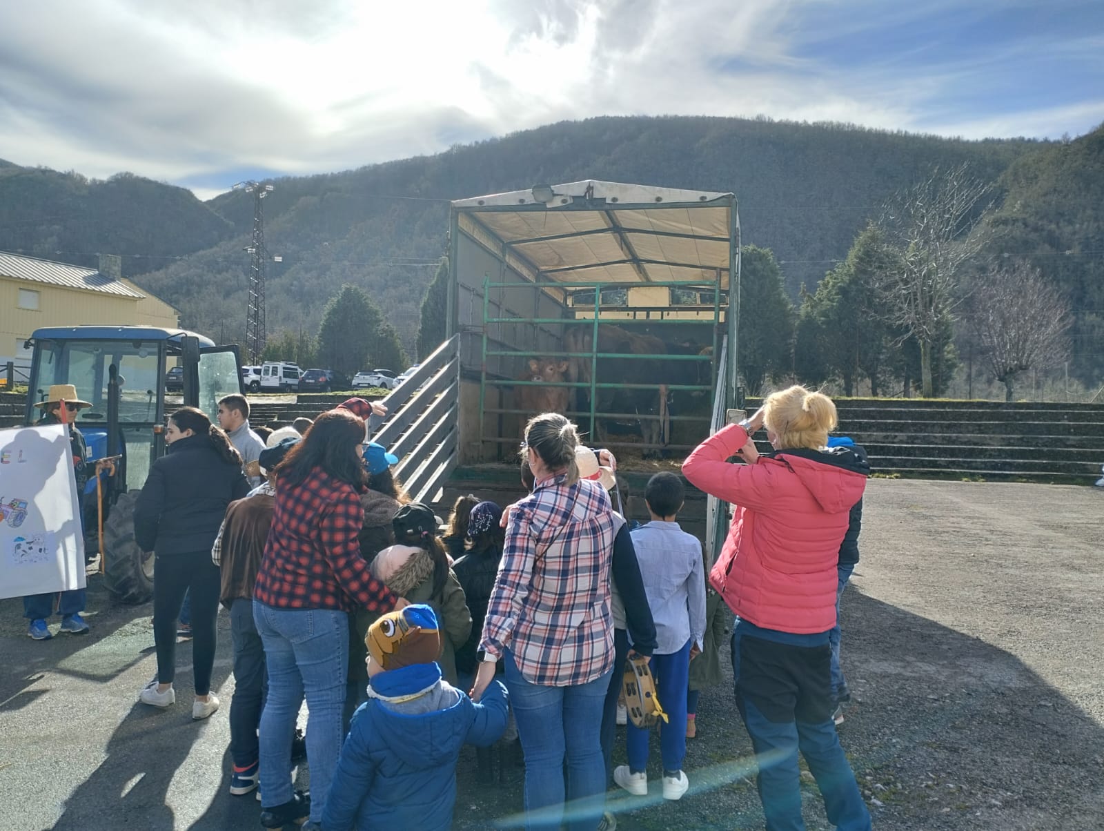 Los escolares pudieron ver a los animales desde fuera del camión