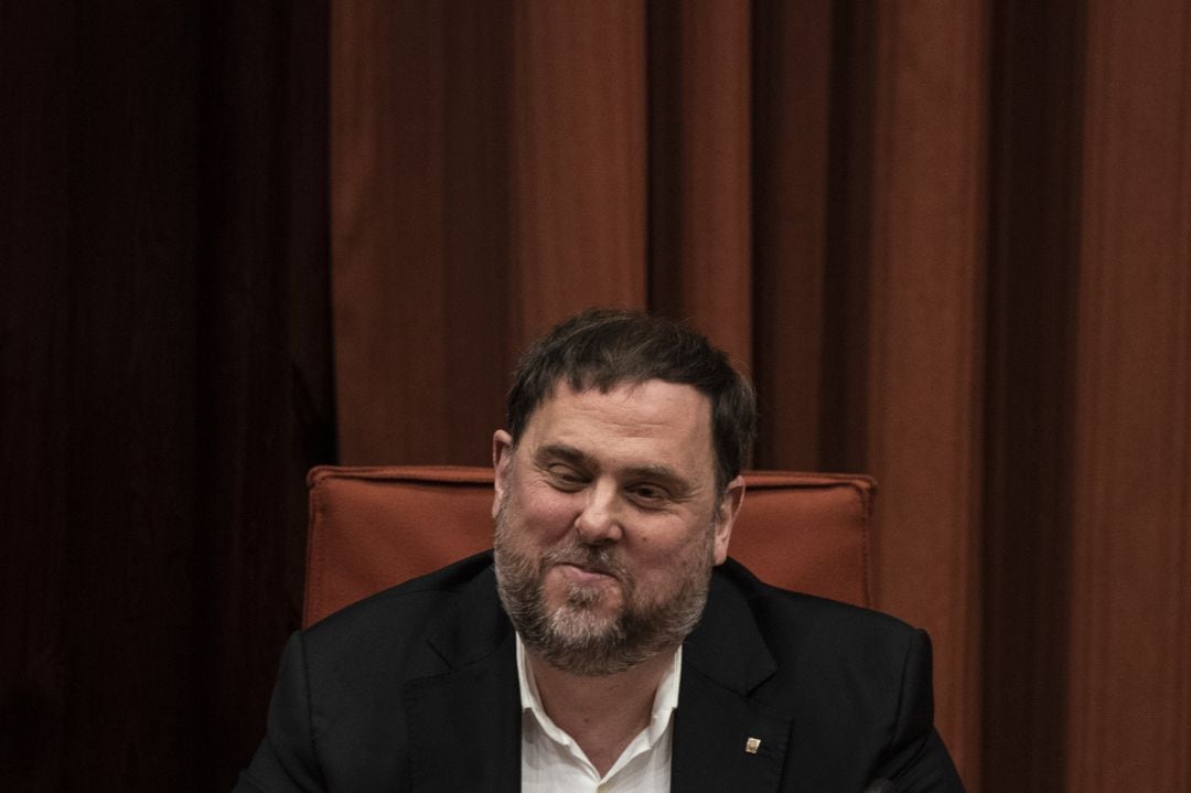 El exvicepresident de la Generalitat y preso del &#039;Procés&#039;, Oriol Junqueras, declara ante la Comisión de Investigación de la aplicación del 155 