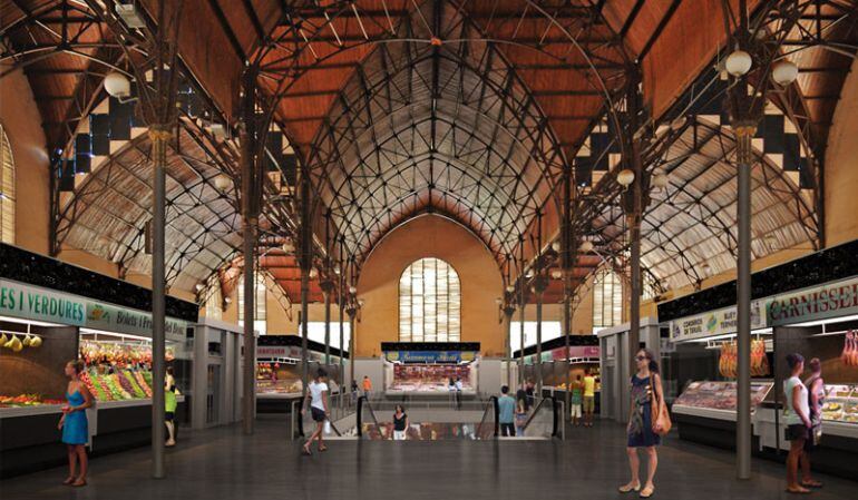 Imatge virtual de l&#039;interior del Mercat Central