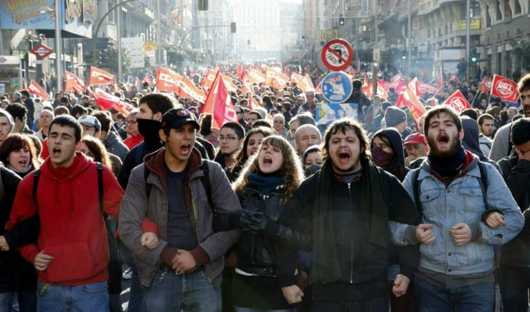 Manifestación en Madrid con motivo de la Huelga General del 14 de noviembre de 2012.