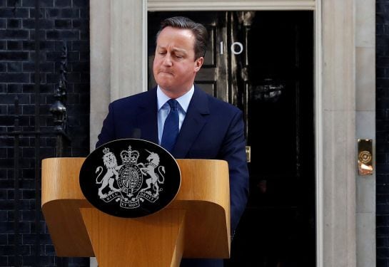 Britain&#039;s Prime Minister David Cameron speaks after Britain voted to leave the European Union, outside Number 10 Downing Street in London, Britain June 24, 2016. REUTERS/Stefan Wermuth