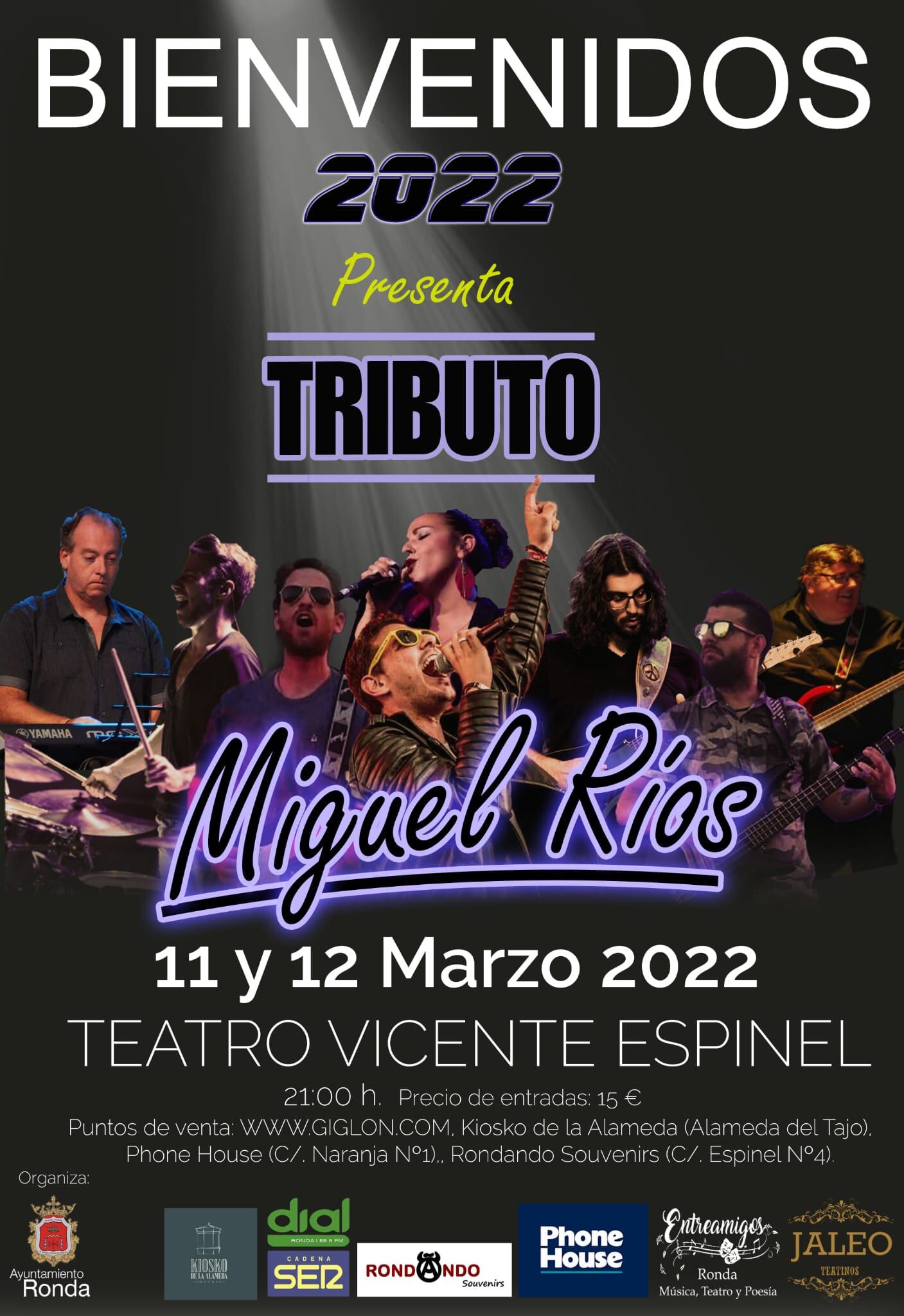 Cartel oficial del espectáculo musical &#039;Bienvenidos 2022. Tributo a Miguel Ríos&#039;