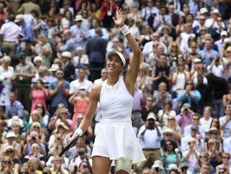 Muguruza tras su victoria a la eslovaca Magdalena Rybarikova.