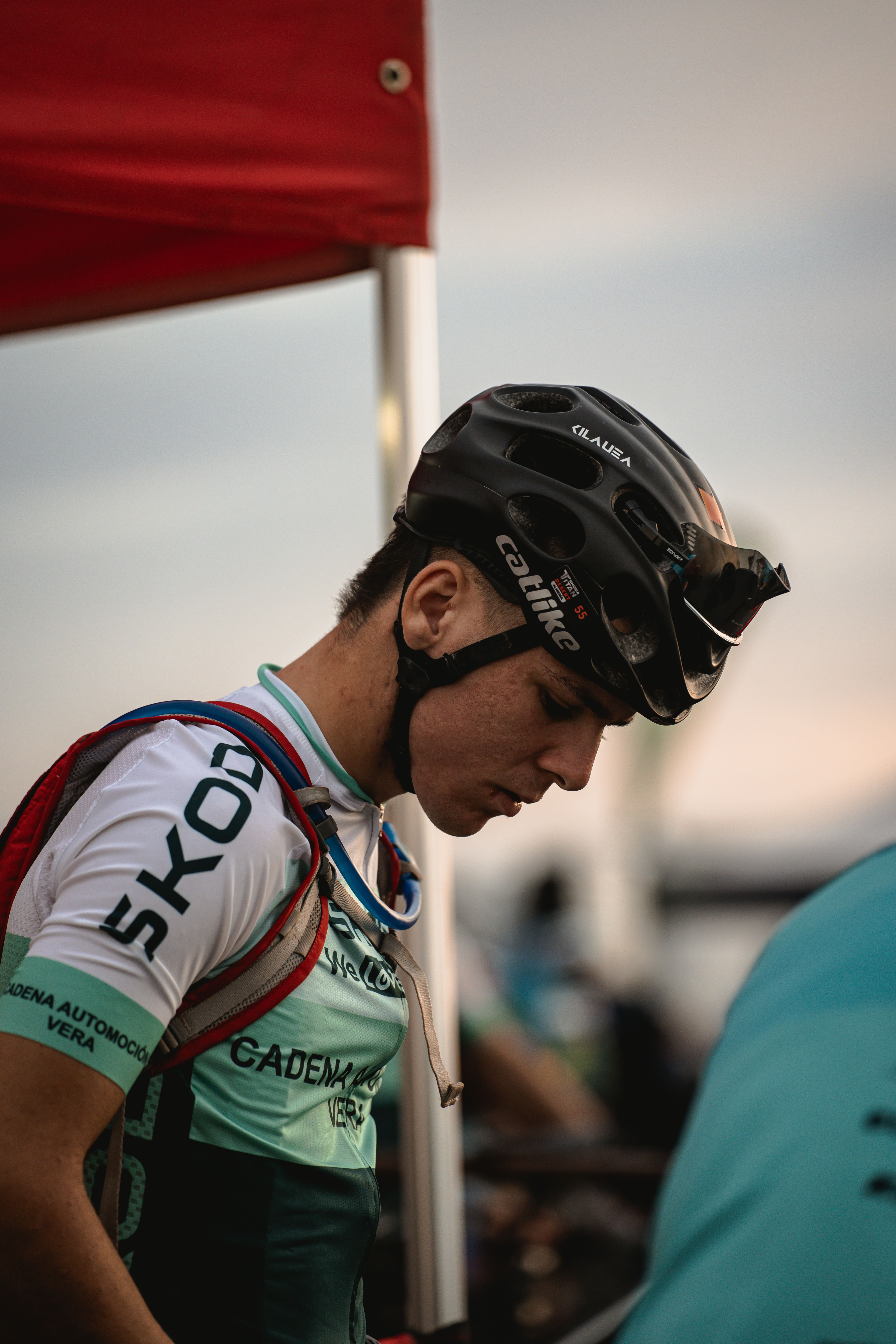 El protagonista del día antes de comenzar la carrera.