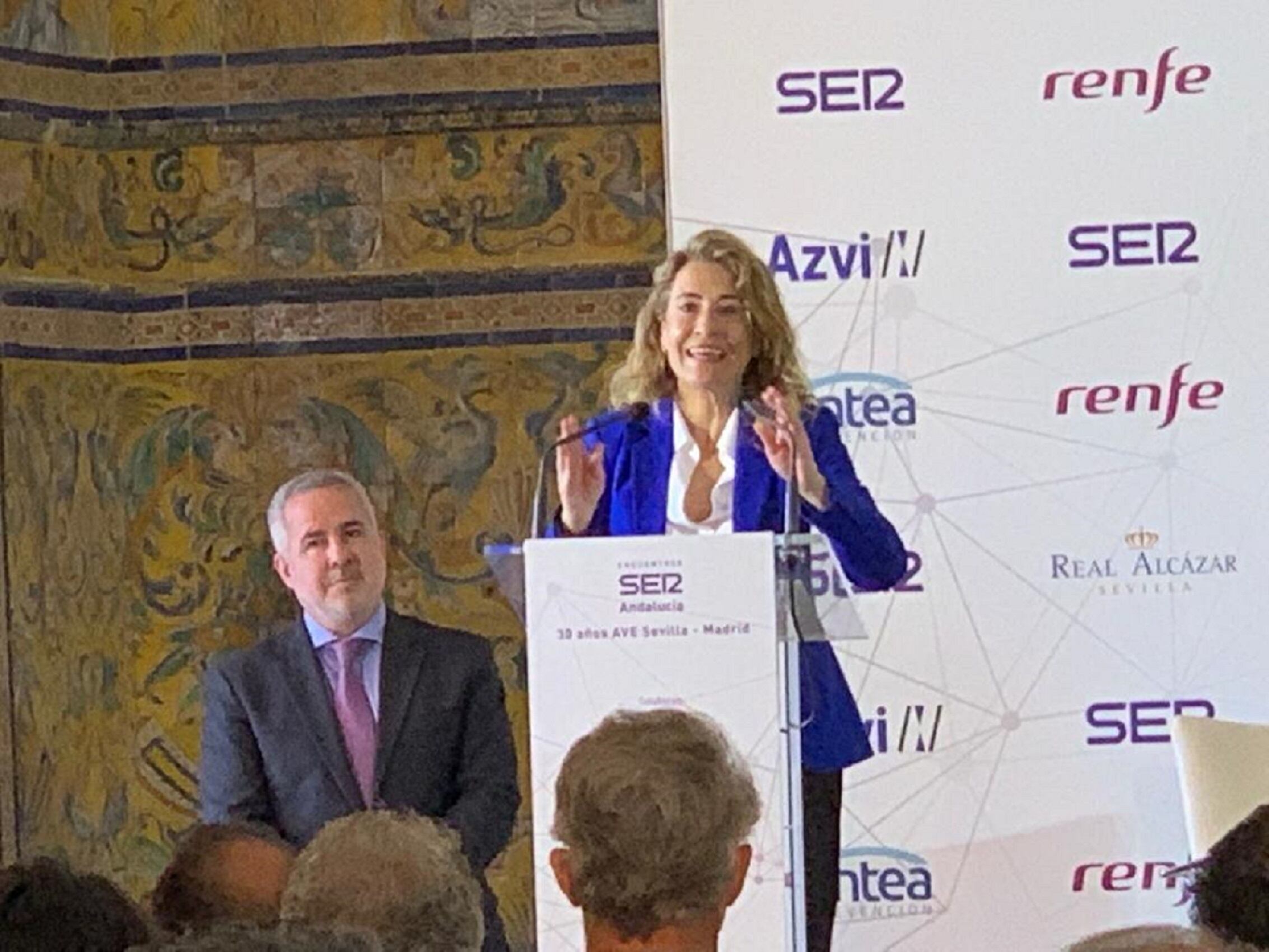 La ministra de Transportes, Raquel Sánchez, ha intervenido en la clausura del acto por los 30 años del AVE organizado por la Cadena Ser