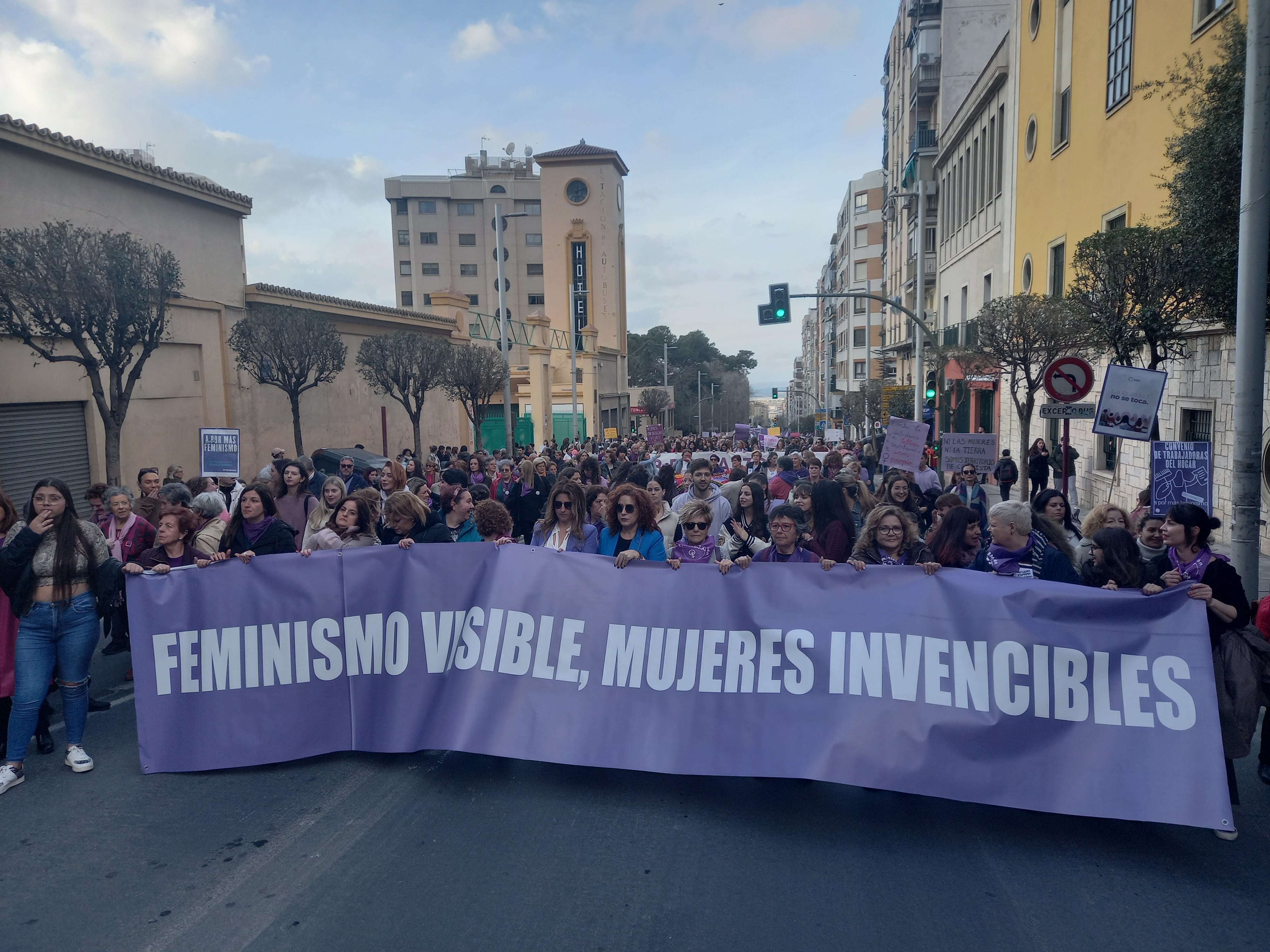 Cabecera de la manifestación del 8 de marzo en Jaén capital en 2023.