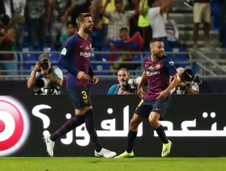 Piqué, celebrando el gol