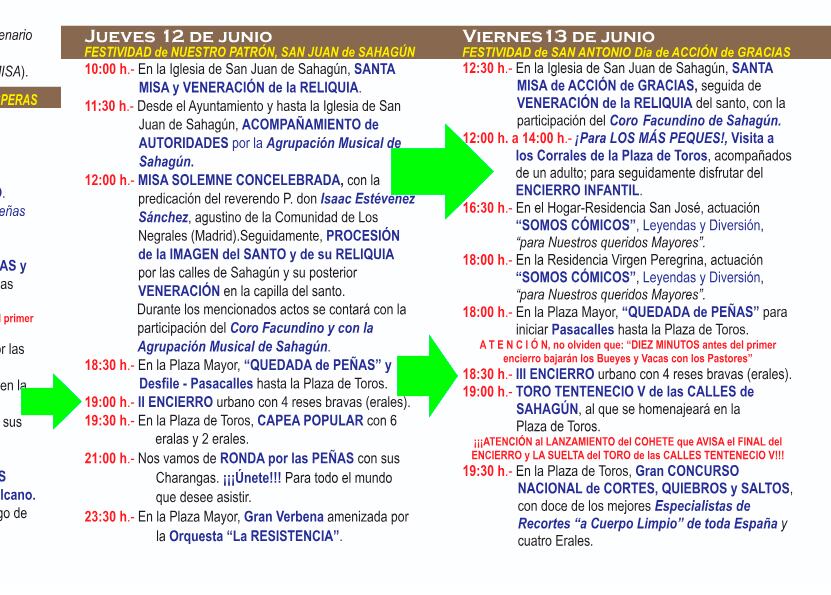 Programa de las fiestas de San Juan de Sahagún