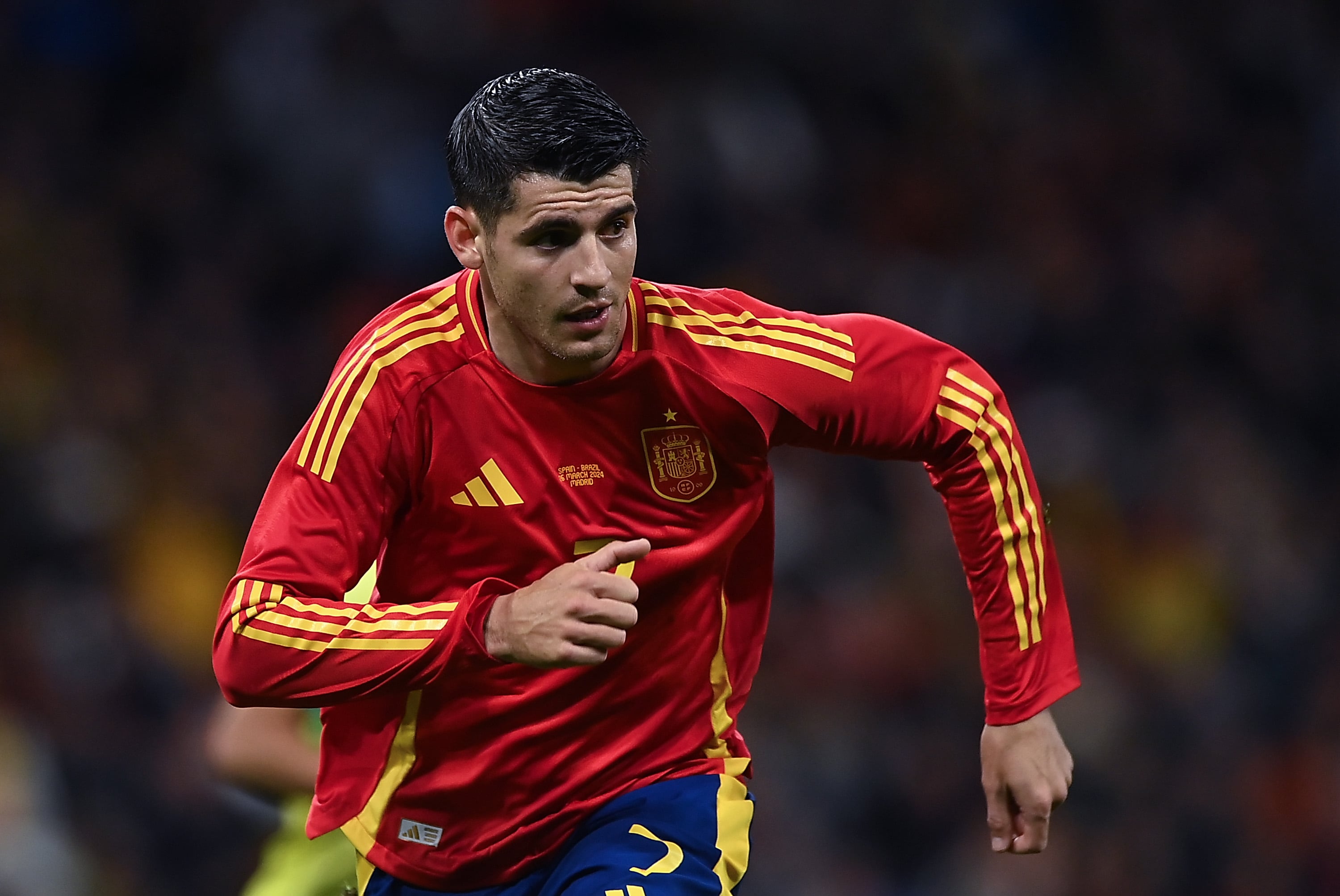 Álvaro Morata durante un partido con la Selección Española