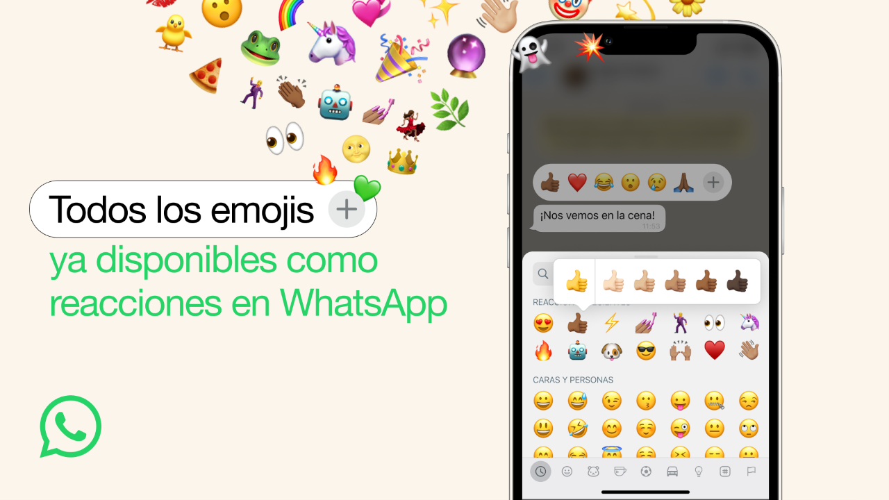 Ya puedes utilizar todos los emojis como reacciones.