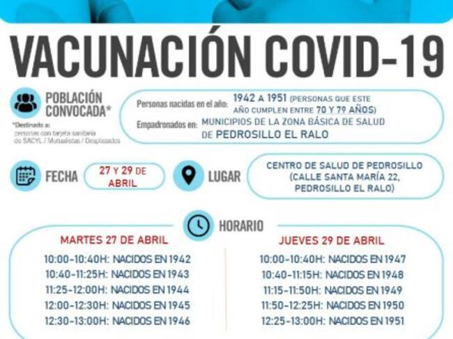 Información de la vacunación en Pedrosillo