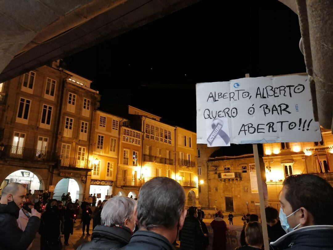 Una de las concentraciones del sector hostelero ourensano contra las restricciones de la Xunta