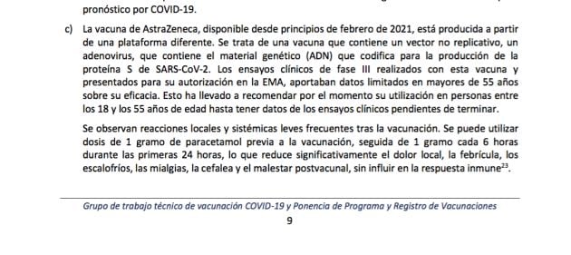 Página con las recomendaciones de Sanidad.