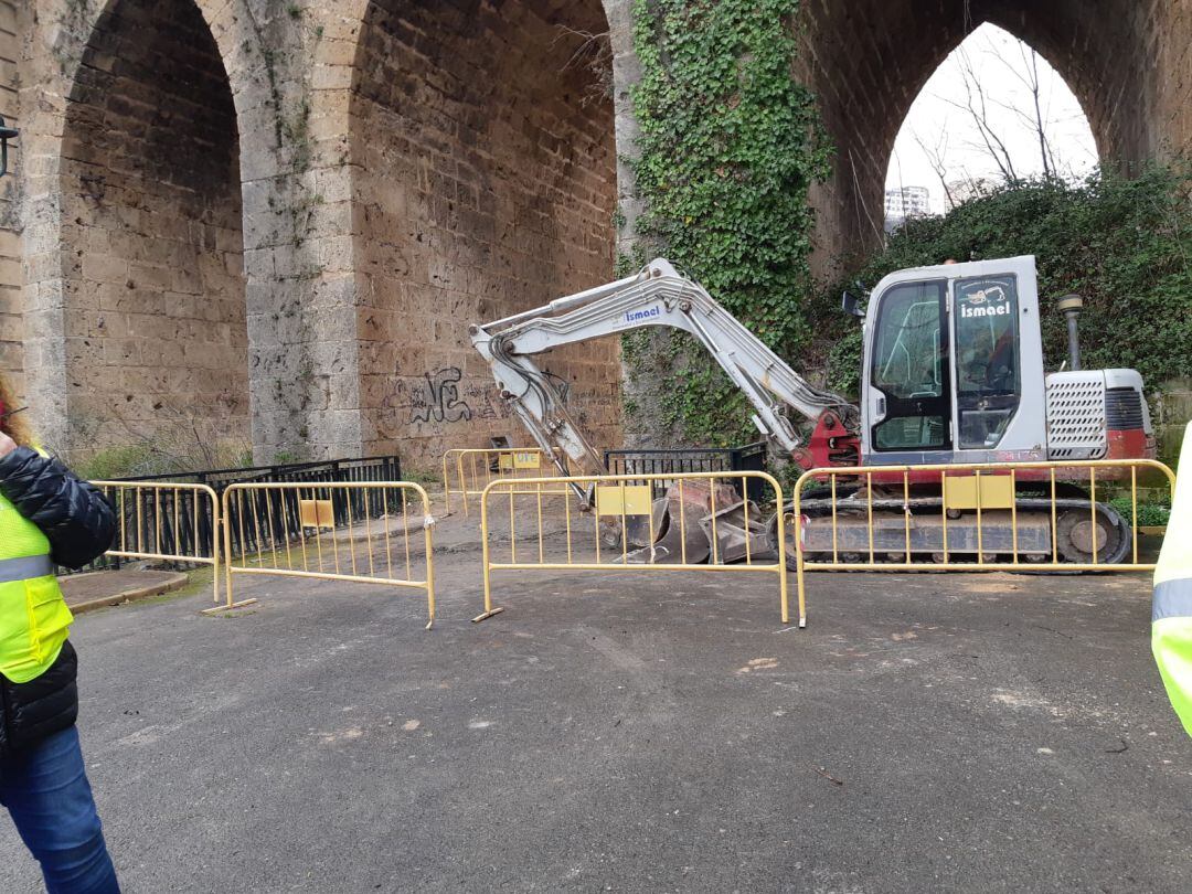 Trabajos previos a las obras de la pasarela de Cervantes