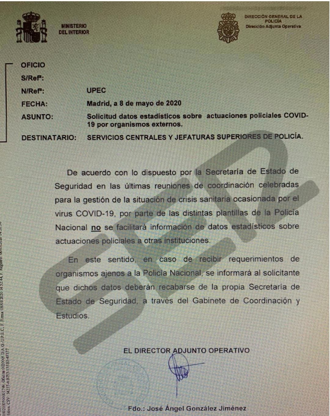 El documento al que ha tenido acceso la SER.