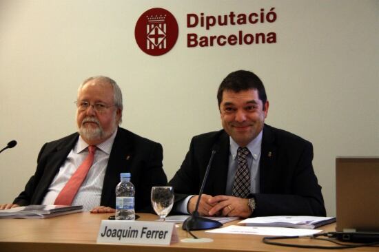 Salvador Esteve, president de la Diputació de Barcelona, i Joaquim Ferrer, nou vicepresident, en una imatge d&#039;arxiu