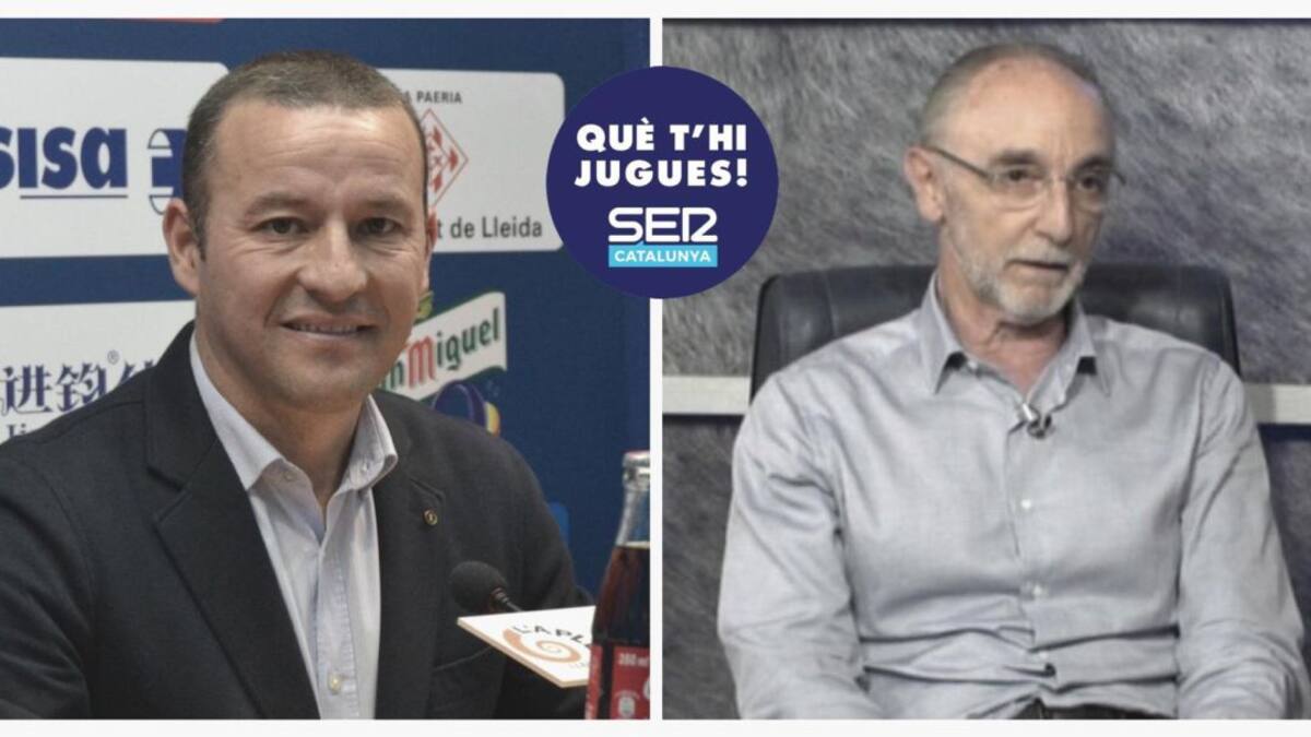 Albert Esteve (Lleida Esportiu) i Joan Agustí ( UE Olot), al 'Què t'hi Jugues!'