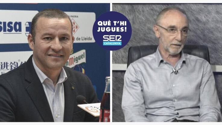 Albert Esteve (Lleida Esportiu) i Joan Agustí ( UE Olot), al 'Què t'hi Jugues!'