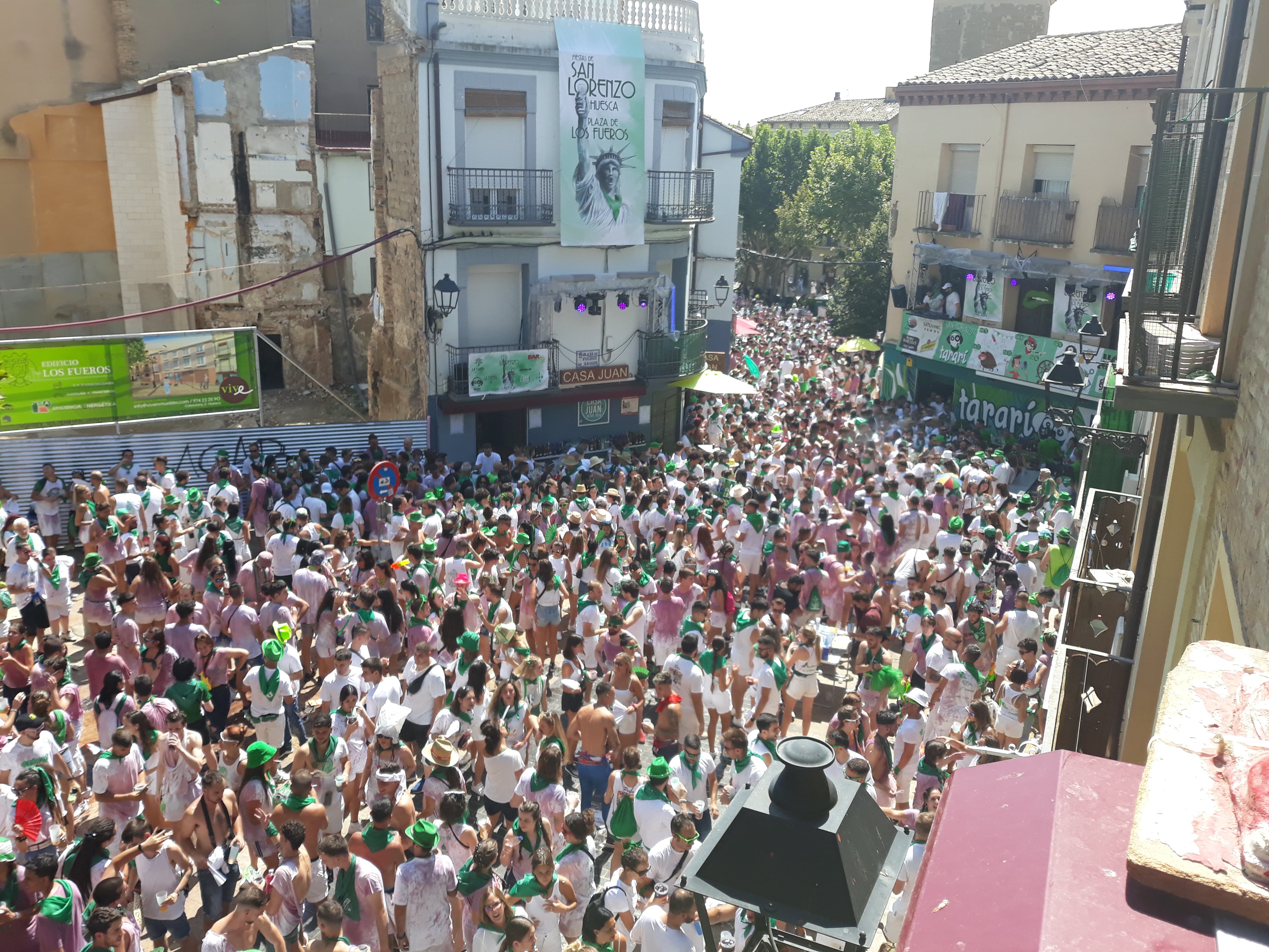 Plaza de los Fueros durante la mañana del 9 de agosto en Huesca