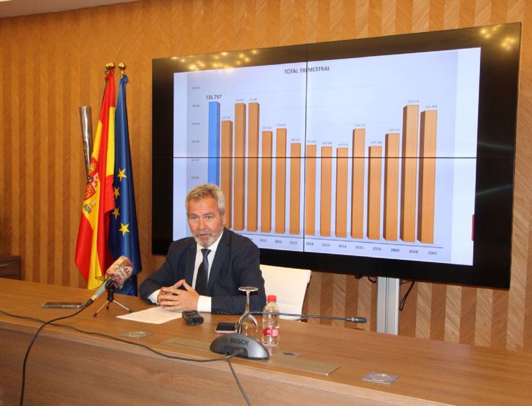 José García Fuentes, presidente de la autoridad portuaria de Motril durante la presentación del balance de mercancías del primer trimestre del año