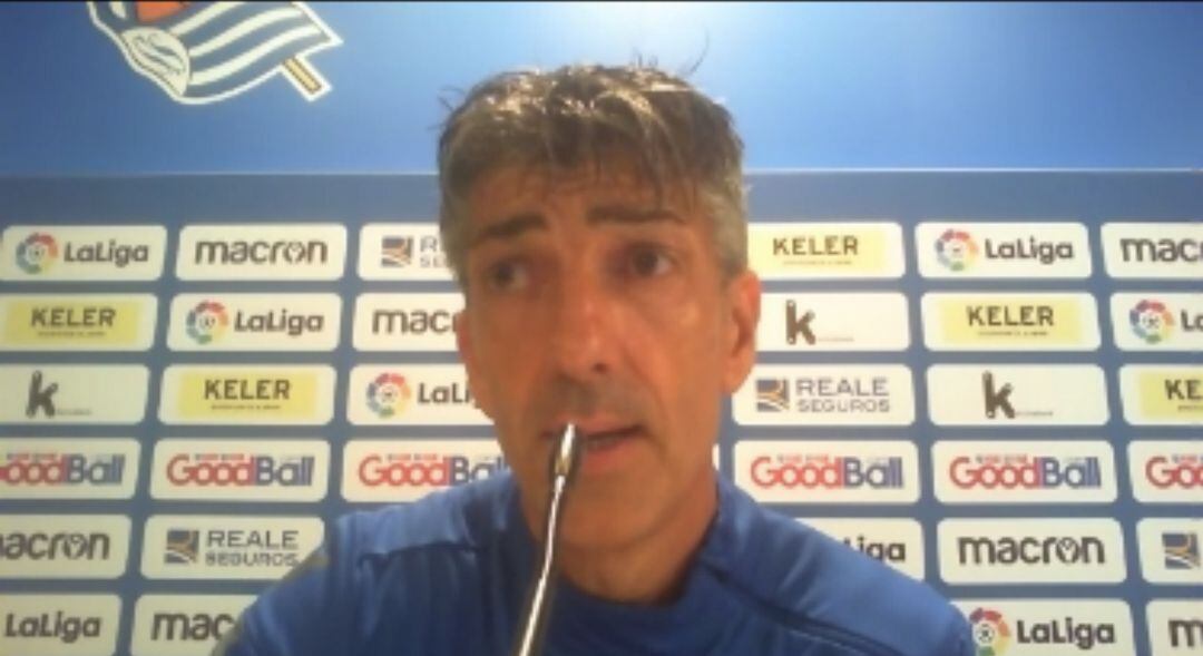 Imanol durante su rueda de prensa telemática