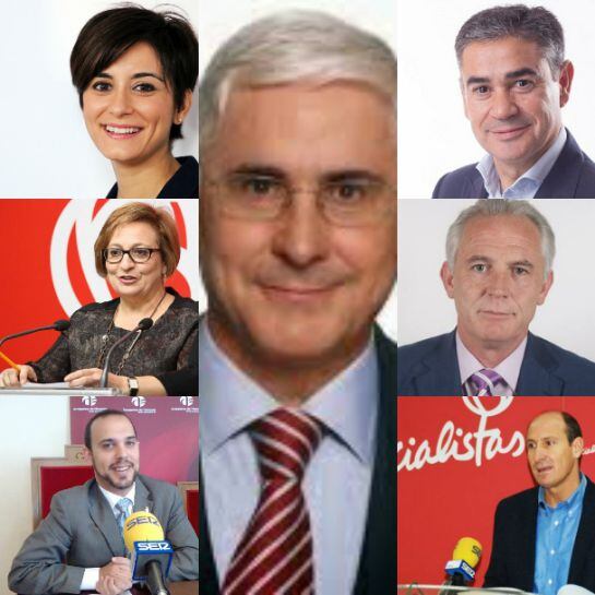 Arriba: Isabel Rodríguez (izq) y Manuel González Ramos (dcha). En el centro: Guadalupe Martin (izq), José María Barreda (centro) y José Miguel Camacho (dcha). Abajo: Pablo Bellido (izq) y Luis Carlos Sahuquillo (dcha).