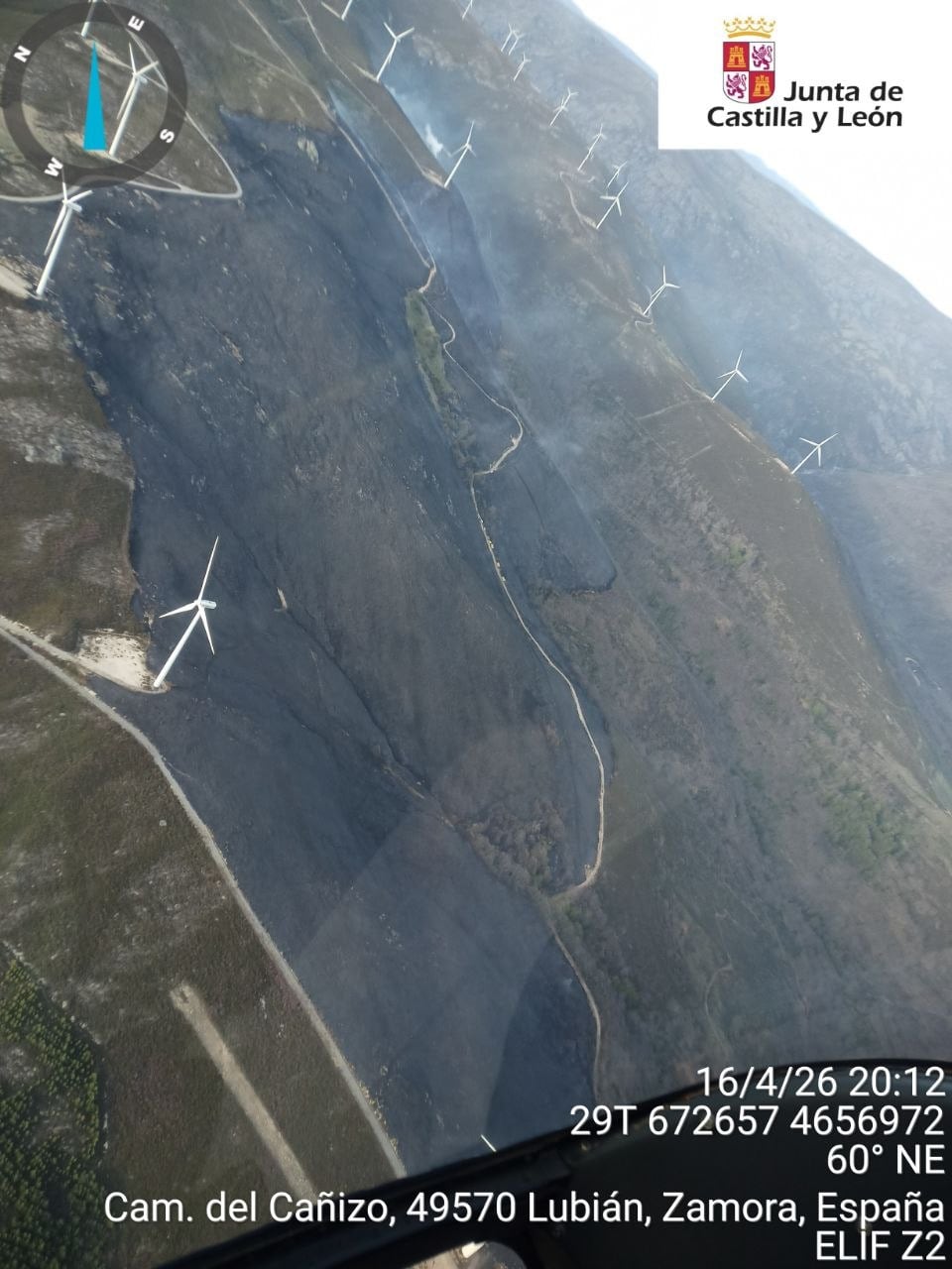 Incendio de Lubián. Foto: Junta de Castilla y León.