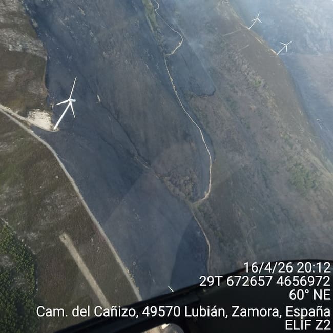 Incendio de Lubián. Foto: Junta de Castilla y León.