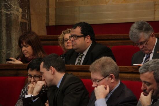 Núria Ventura, Marina Geli i Joan Ignasi Elena, a la seva nova ubicació al Parlament