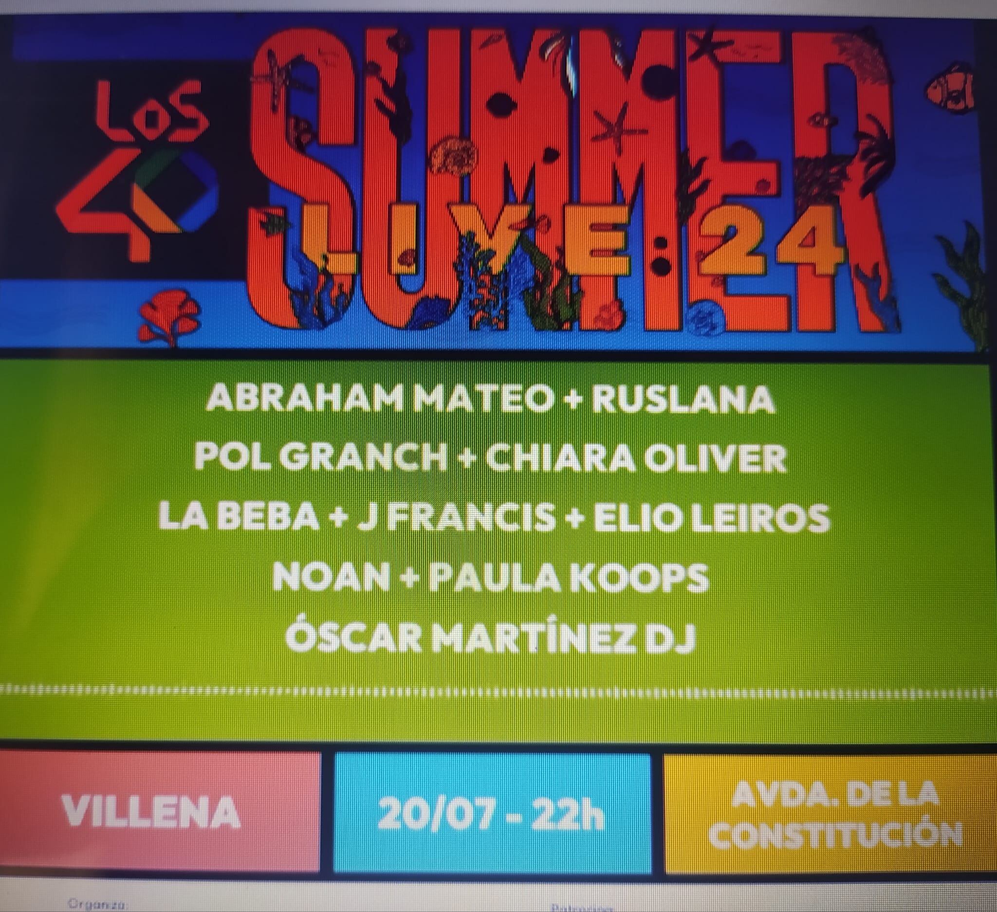 Cartel de Los40 Summer live 2024 en Villena