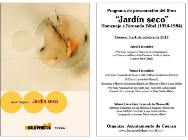 Portada del libro y agenda de presentación en Cuenca.